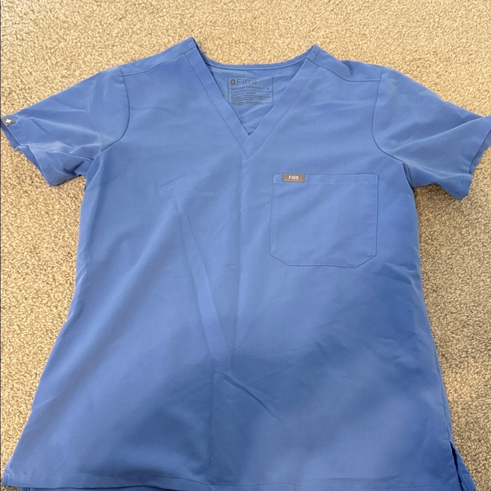Figs Classic Blue V-Neck Scrub Top